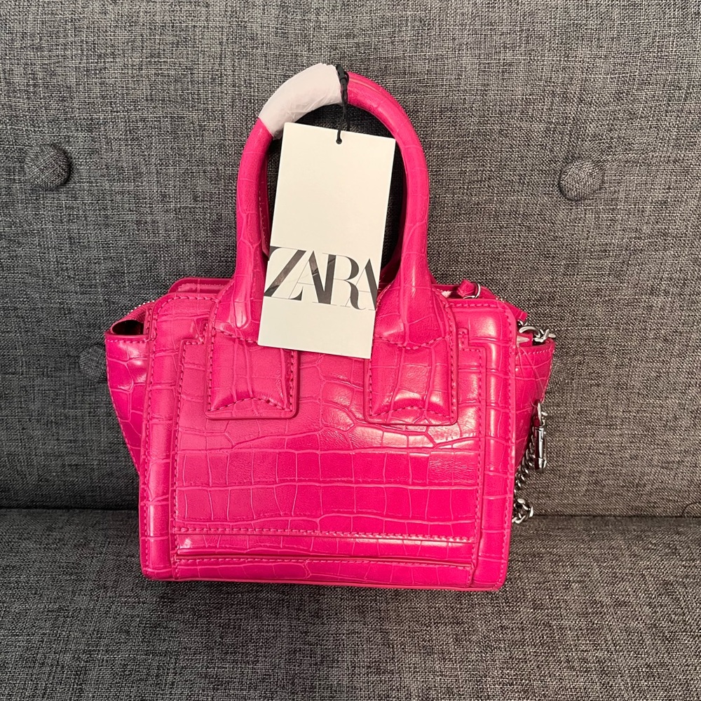 Zara Animal Print City Bag in Pink! Brand New!
